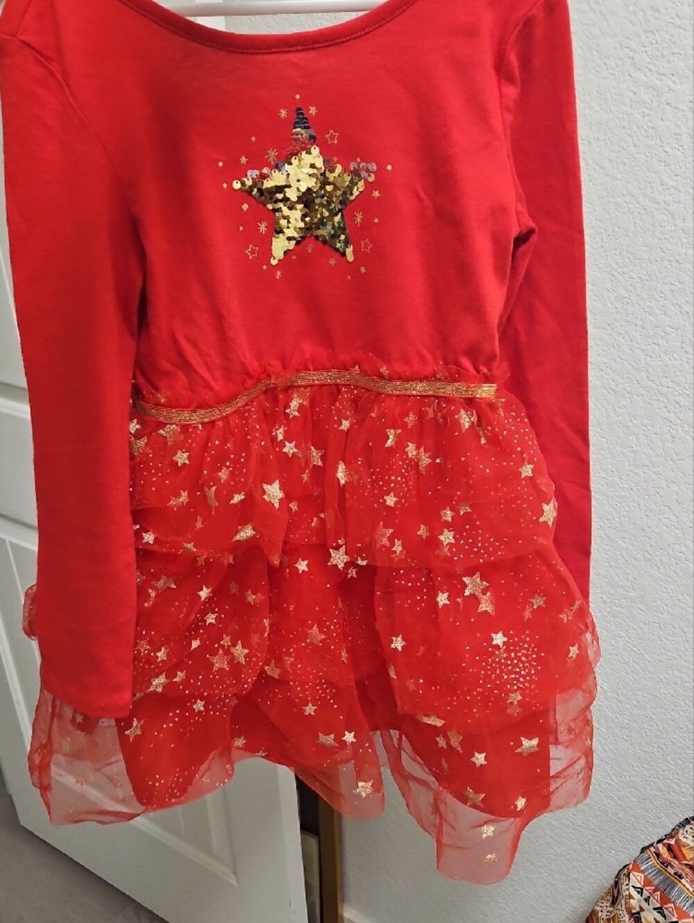 Cat & Jack Red Long-Sleeve Star Sequin Tutu Dress